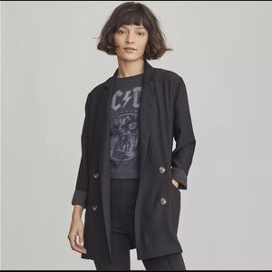 Elizabeth and James Double Breasted Black Oversized V Neck Blazer Womens XL